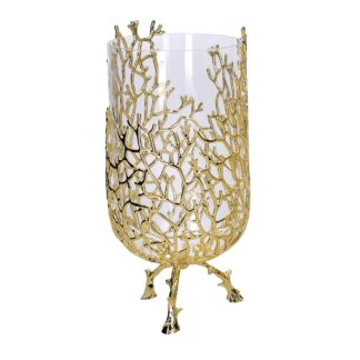 Vaso vetro e metallo oro cm ø12h24