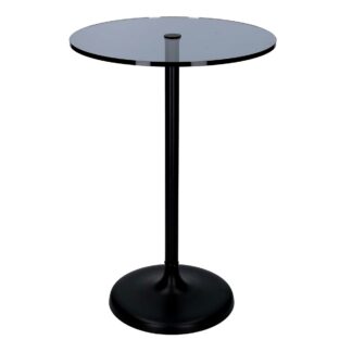 Tavolino metallo top vetro nero tondo cm ø35h51
