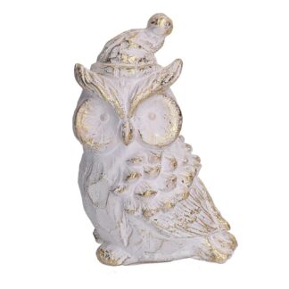 Gufo resina bianco cm13x9,7h20
